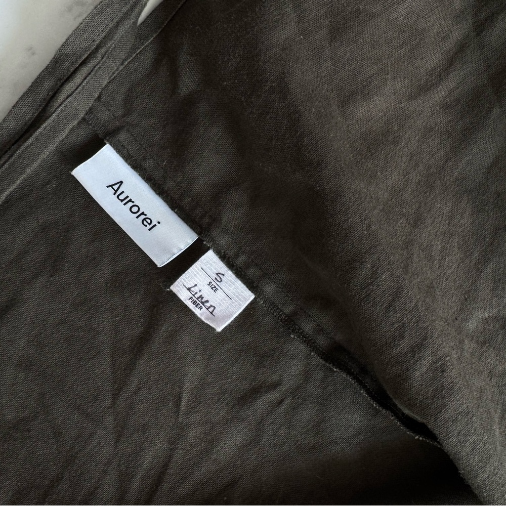AUROREI LINEN Women's Olive Green Wrap Top Small Yuna Eucalyptus - Picture 6 of 6